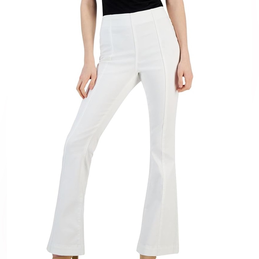 🆓 White High Waist Straight Leg Pants